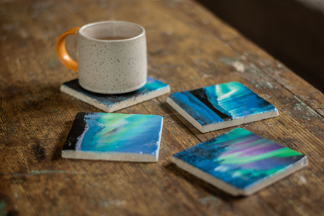 Marble Coasters - Aurora Trees