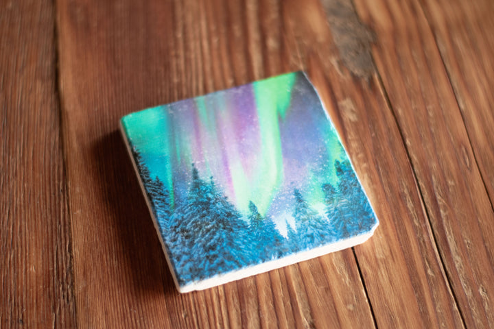 Marble Coasters - Aurora Trees
