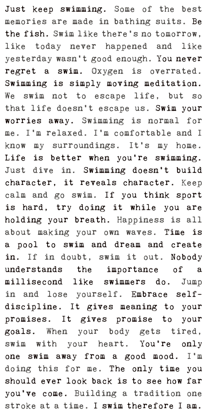 Typewriter Sign - Swimming