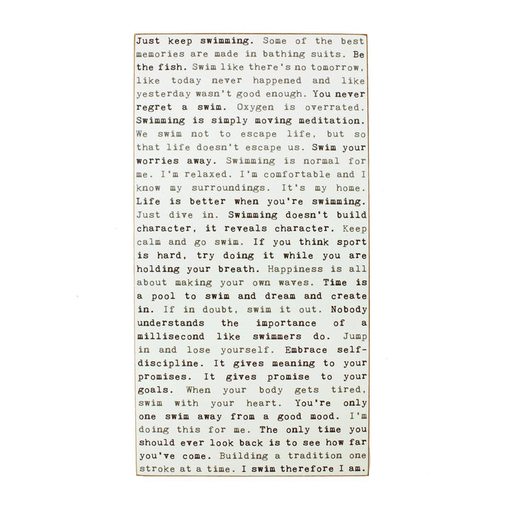 Typewriter Sign - Swimming