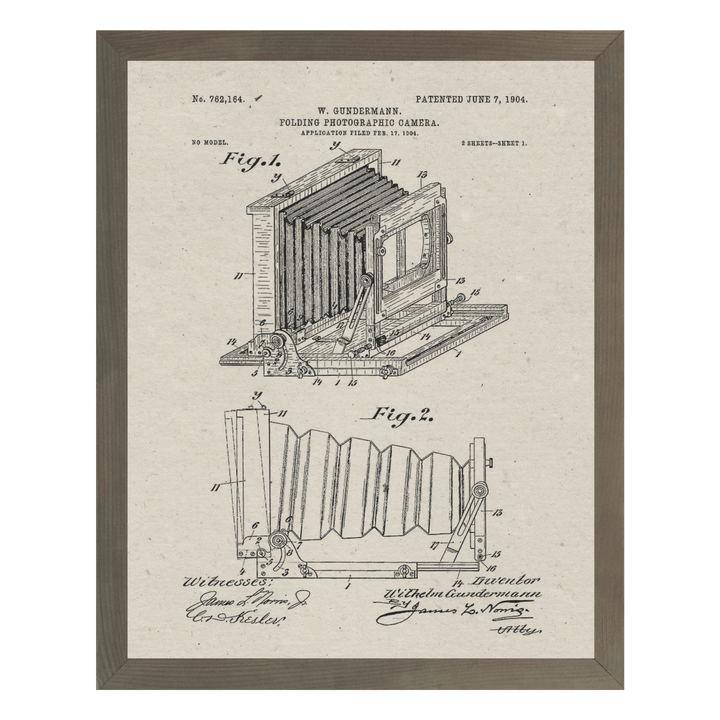 Framed Patents - Folding Camera - Cedar Mountain Studios
