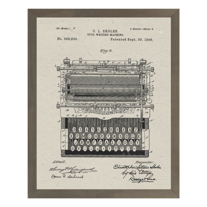 Framed Patents - Typewriter - Cedar Mountain Studios