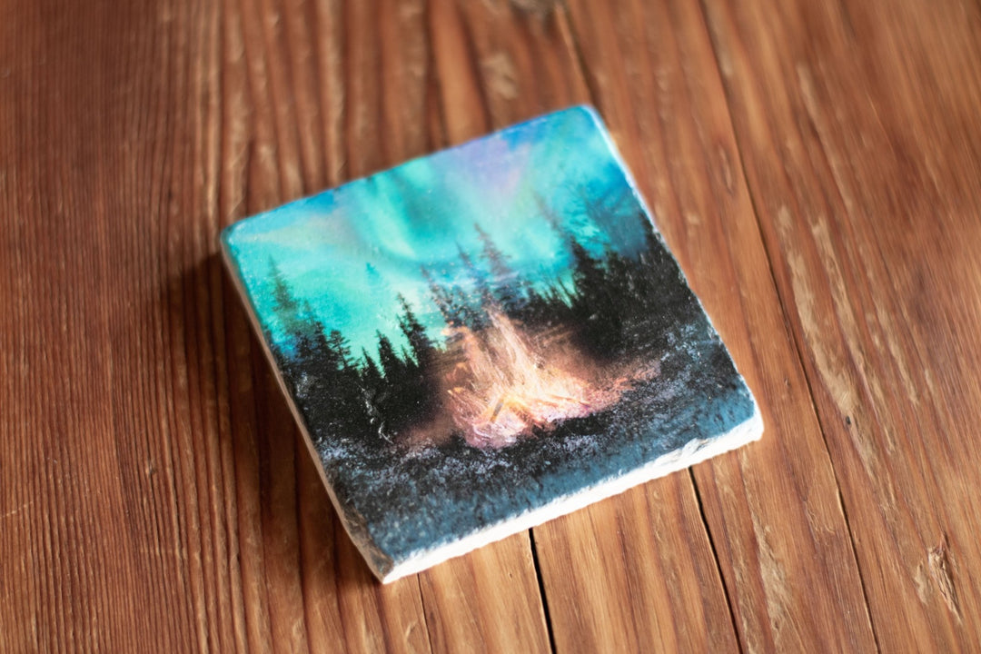 Marble Coasters - Aurora Fire - Cedar Mountain Studios