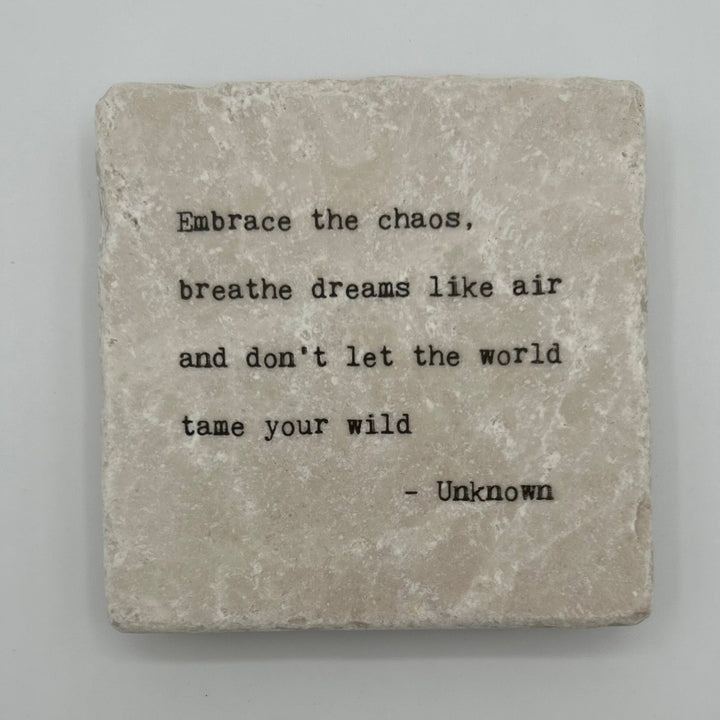 Marble Coasters - Little Gem - Embrace the Chaos - Cedar Mountain Studios