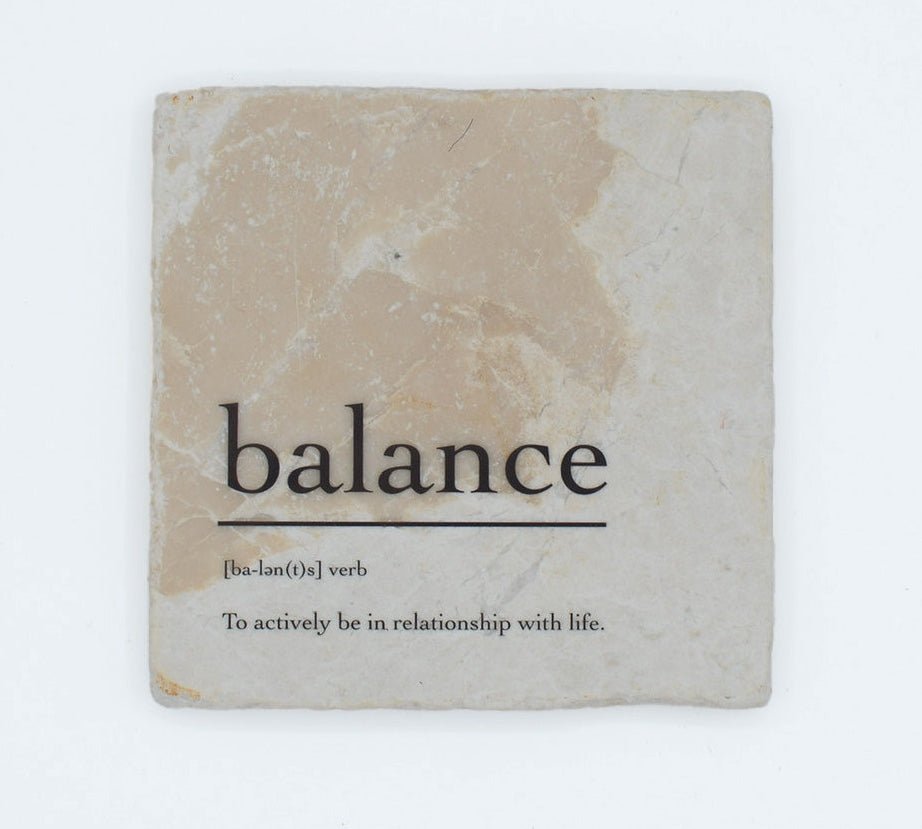 Marble Coasters - Verbs To Live By - Balance - Cedar Mountain Studios