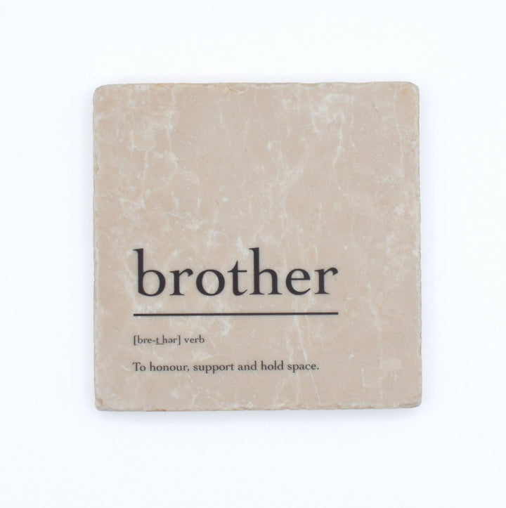 Marble Coasters - Verbs To Live By - Brother - Cedar Mountain Studios