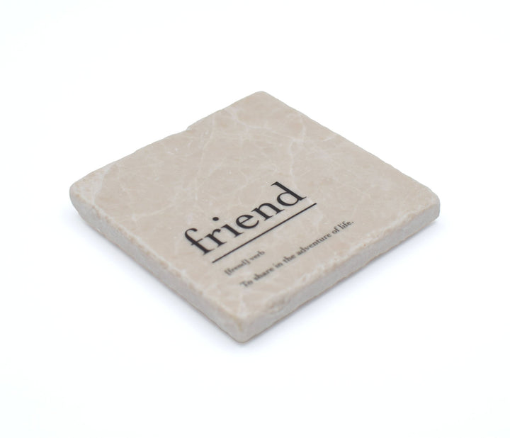 Marble Coasters - Verbs To Live By - Friend - Cedar Mountain Studios