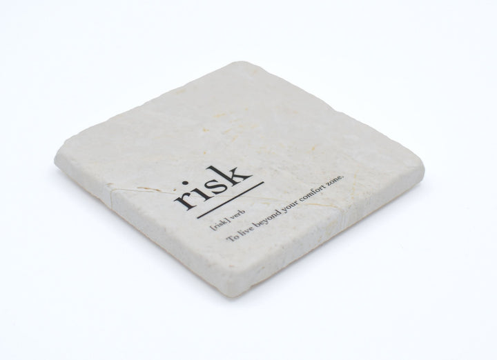 Marble Coasters - Verbs To Live By - Risk - Cedar Mountain Studios