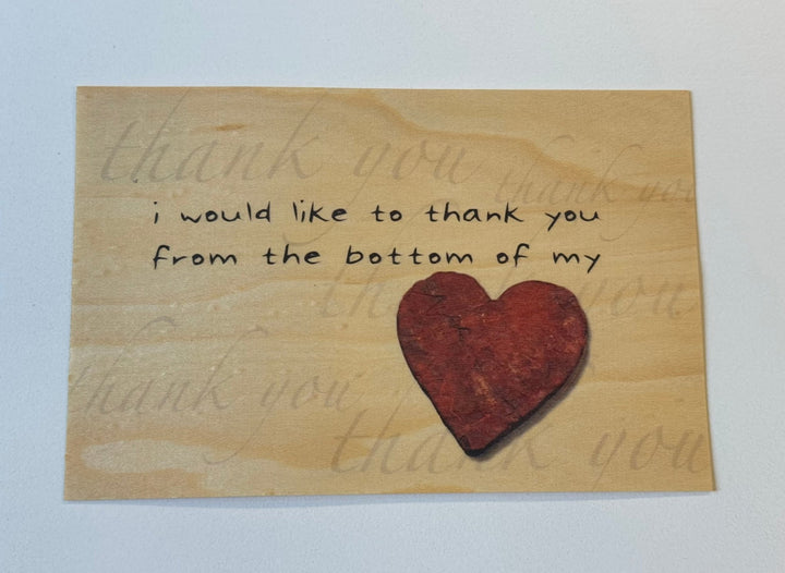 Thank You Heart Wood Postcard - Cedar Mountain Studios