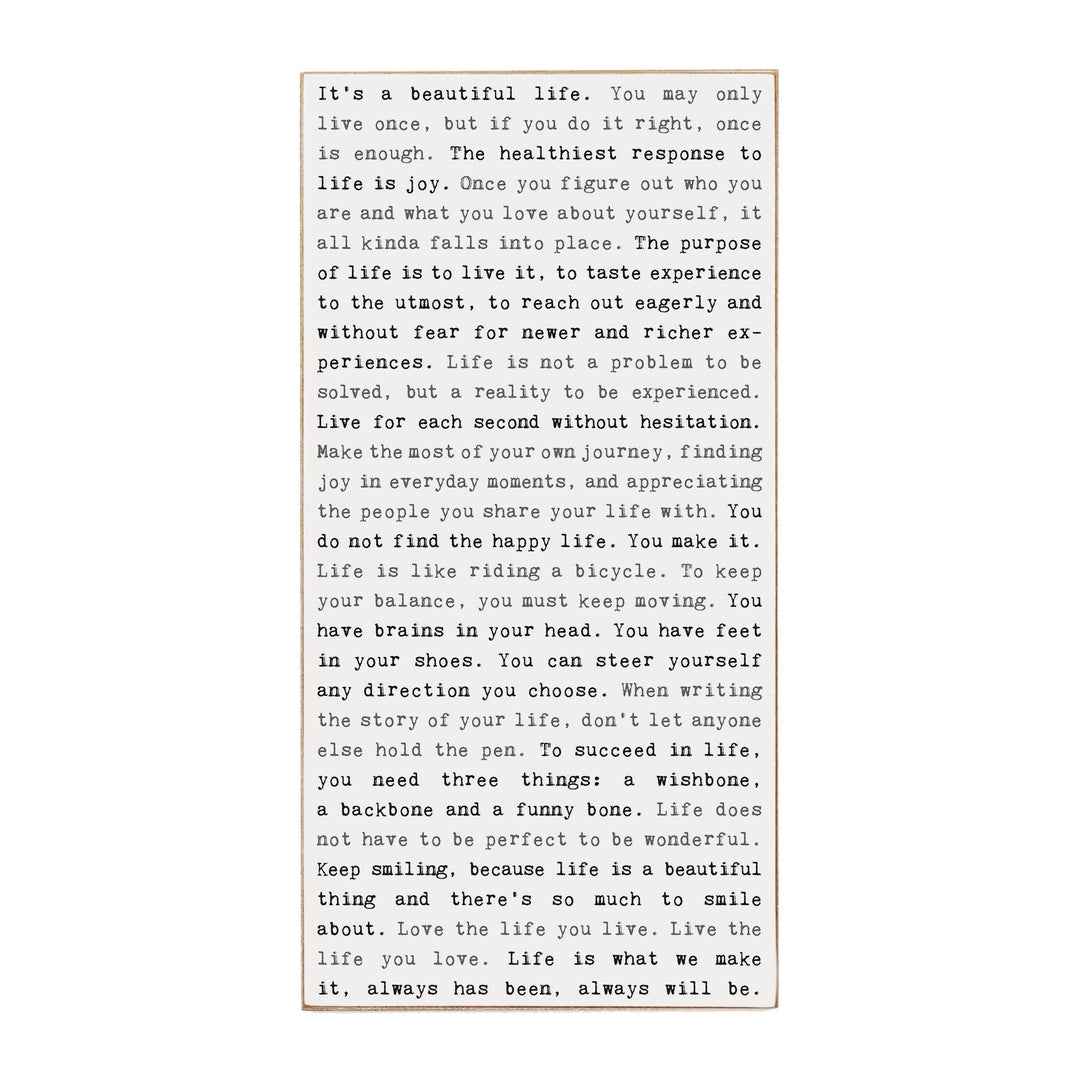 Typewriter Sign - Beautiful Life - Cedar Mountain Studios