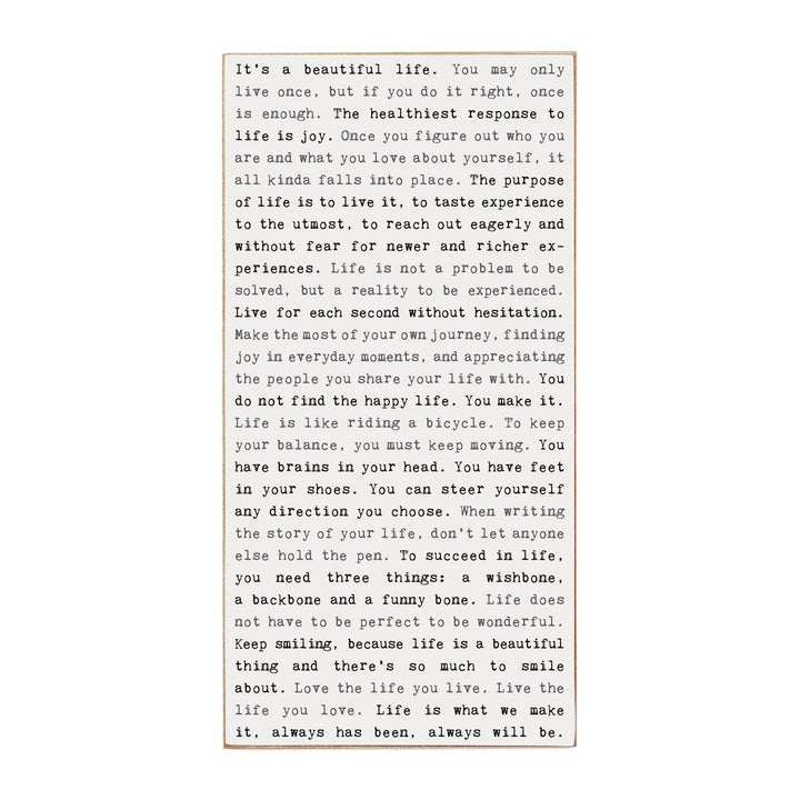 Typewriter Sign - Beautiful Life - Cedar Mountain Studios