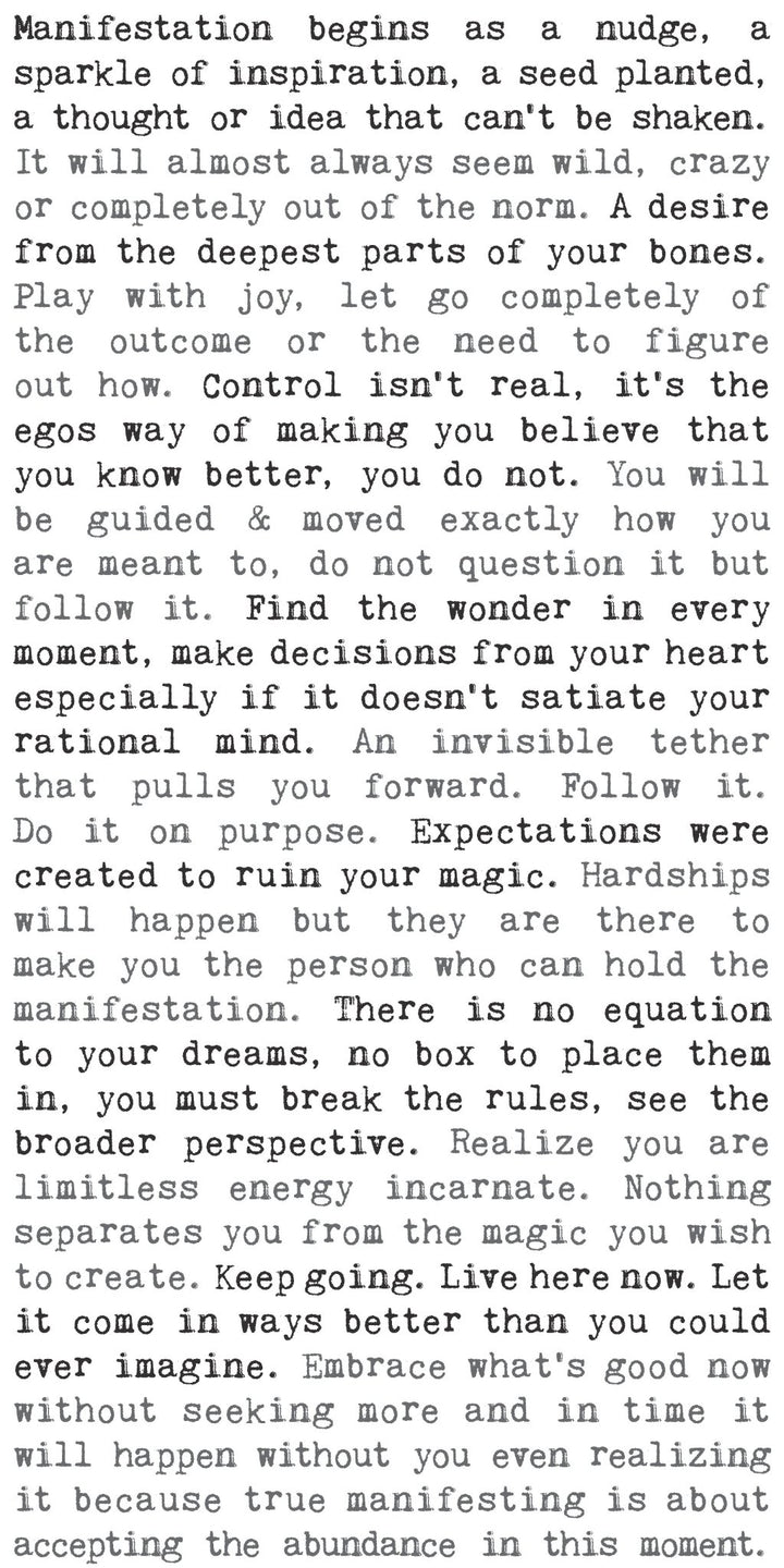 Typewriter Sign - Manifesting - Cedar Mountain Studios