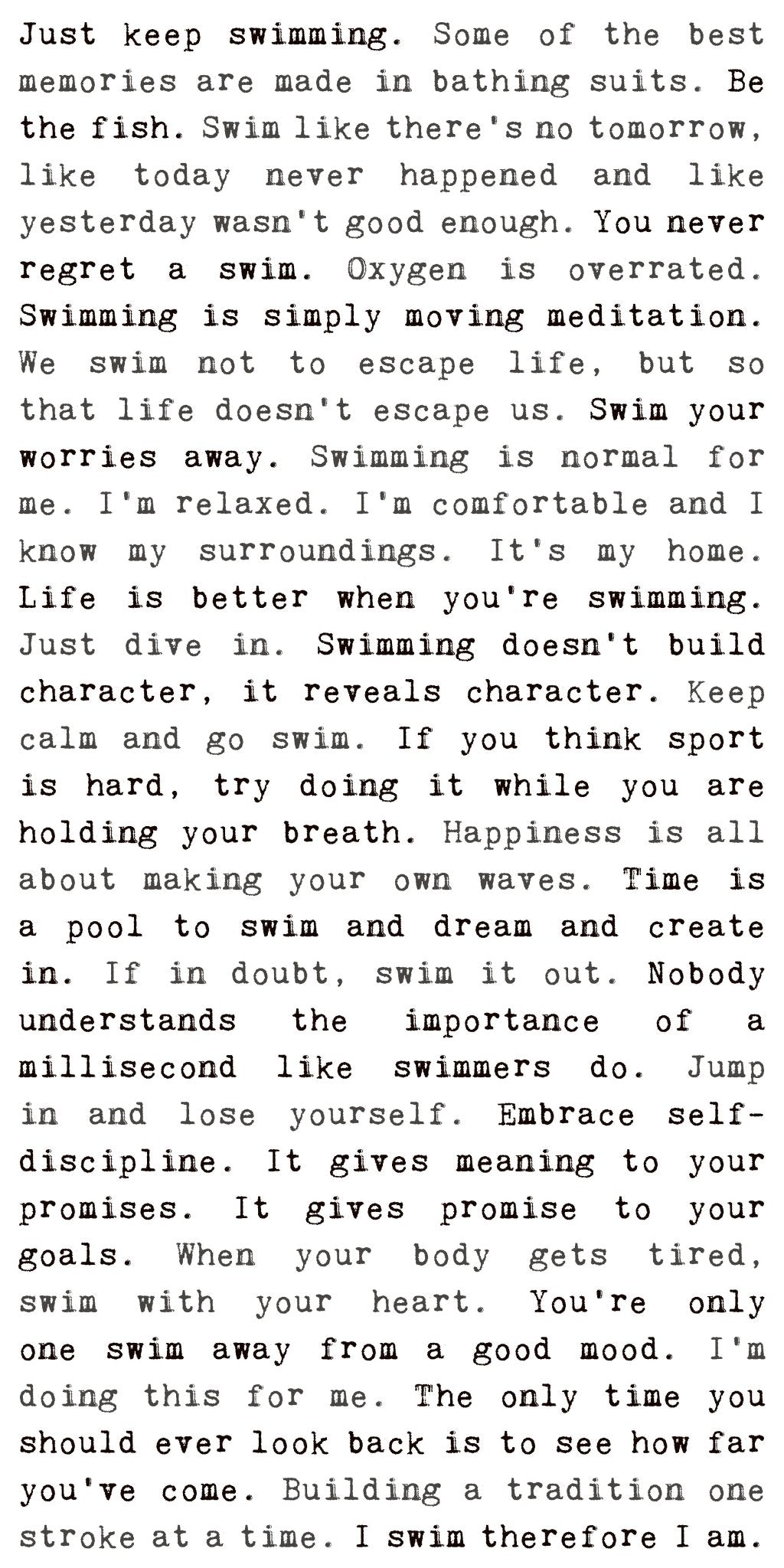 Typewriter Sign - Swimming - Cedar Mountain Studios