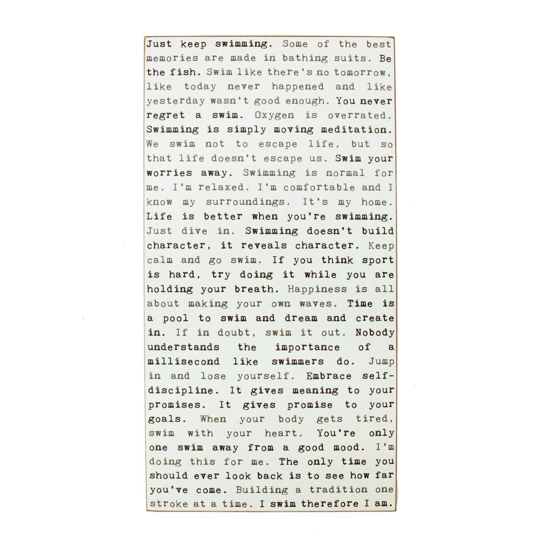 Typewriter Sign - Swimming - Cedar Mountain Studios