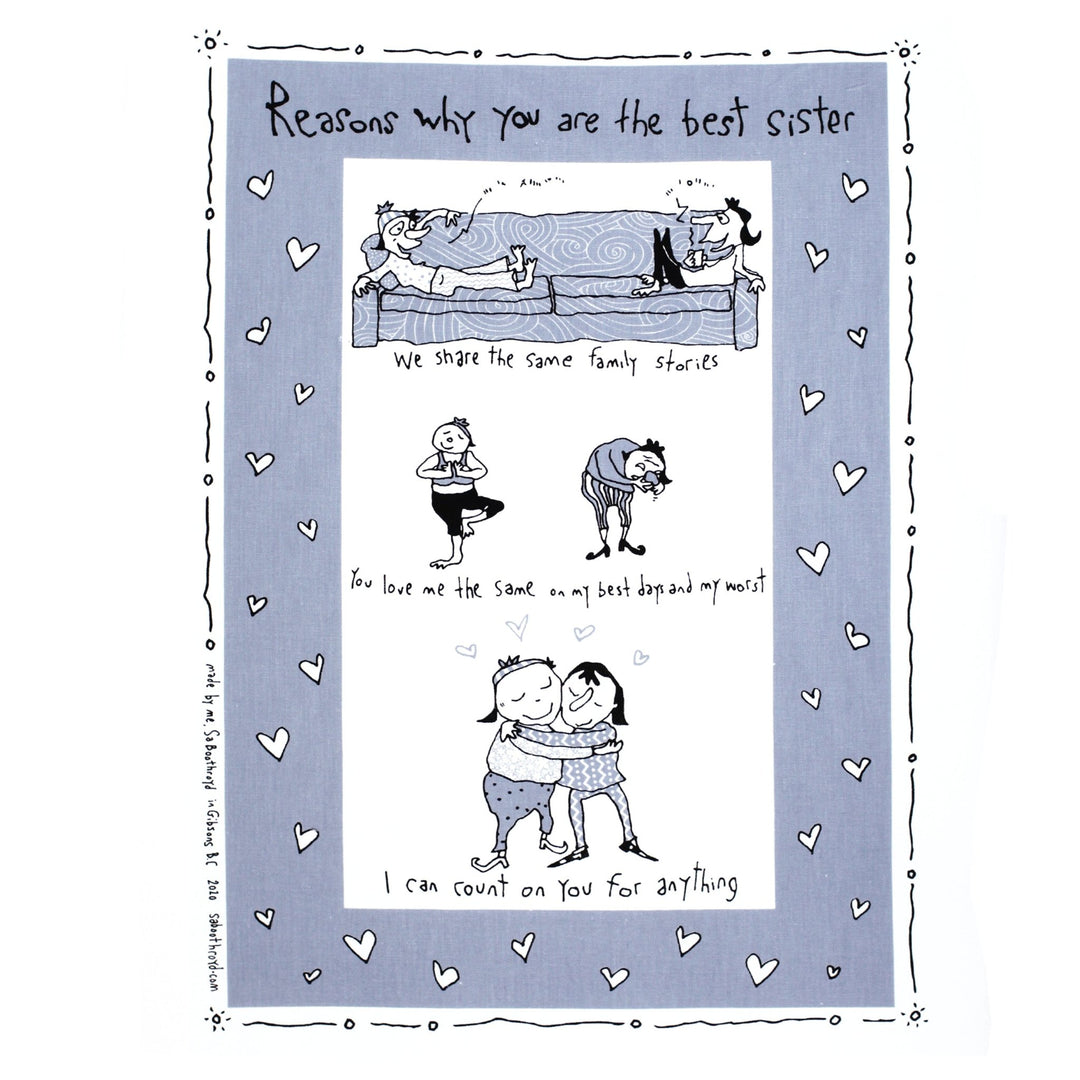 Reasons For Sister Tea Towel - Cedar Mountain Studios